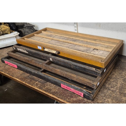 341 - Four wooden printers trays