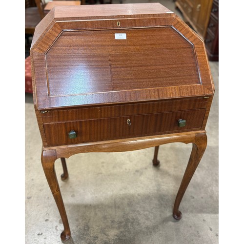 158 - A Queen Anne style mahogany bureau de dame