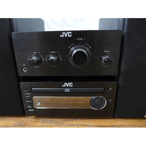 2081 - A JVC micro hi-fi system (Model UX-D750) includes CD/Bluetooth player, volume mixer and a pair of sp... 