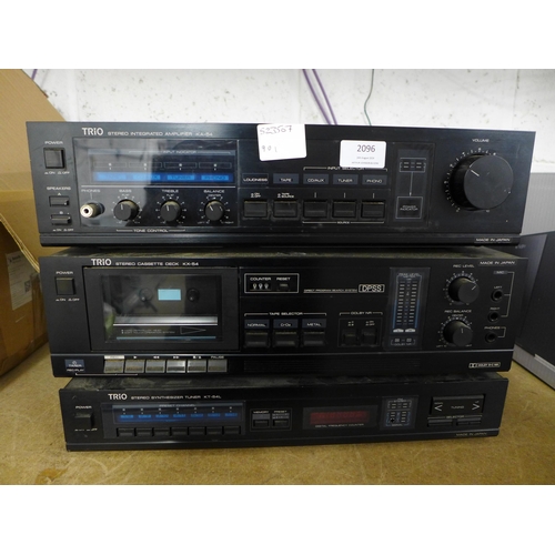 2096 - 3 Trio stereo separates - Trio KA-54 stereo integrated amp (KA-54), a Trio stereo cassette deck (KX-... 