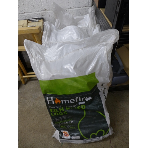 2104 - 3 Bags of Homefire premium hardwood Kiln dried logs - sealed