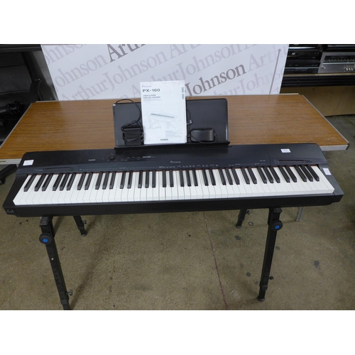 2119 - A Casio PX-160 Privia standing keyboard with adjustable legs pedal and power supply