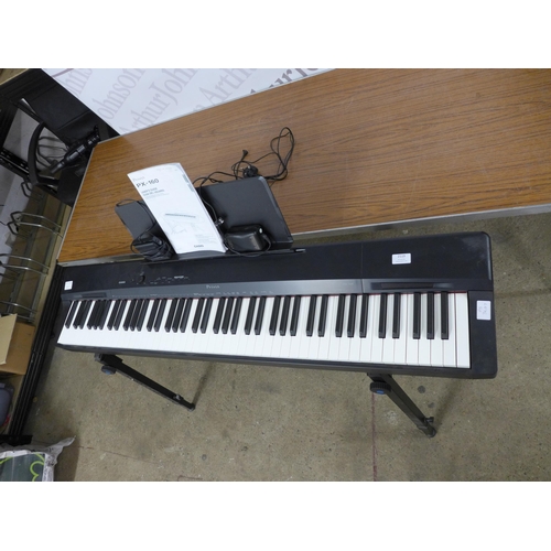 2119 - A Casio PX-160 Privia standing keyboard with adjustable legs pedal and power supply