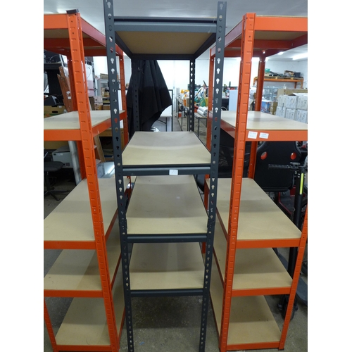 2120 - 3 boltless racking bays including two red 180cm x 90 x 40cm 5 shelf bays and a black 183 x 91 x 46cm... 