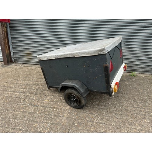 2301 - A 2-wheel single axle box trailer with a spare wheel