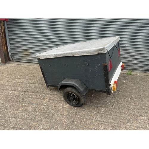 2301 - A 2-wheel single axle box trailer with a spare wheel