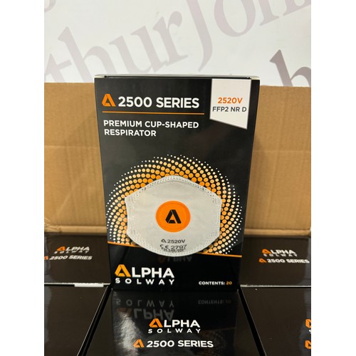 2258 - A box of 240 Alpha Solway 2500 series premium cup-shaped respirators