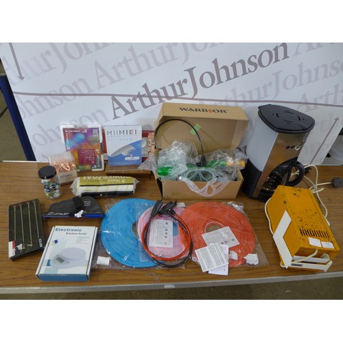 2292 - 4 bags of miscellaneous items including An Andrew James water heater, a paint roller, shin pads, A5 ... 