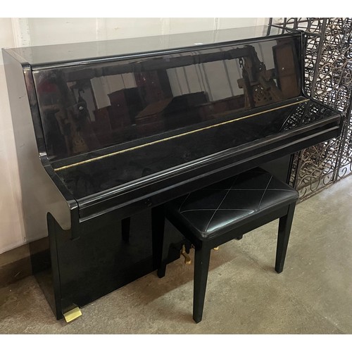 80 - A Reid-Sohn black high gloss Imperial German scale upright piano and stool