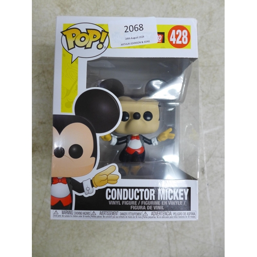 2068 - 3 boxed Funko Pop collectible vinyl figures - Conductor Mickey 428, Band Concert Mickey 430 and Plan... 