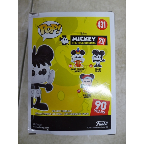 2068 - 3 boxed Funko Pop collectible vinyl figures - Conductor Mickey 428, Band Concert Mickey 430 and Plan... 