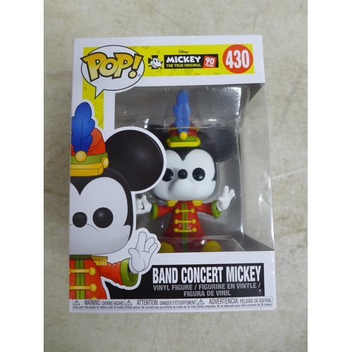 2068 - 3 boxed Funko Pop collectible vinyl figures - Conductor Mickey 428, Band Concert Mickey 430 and Plan... 