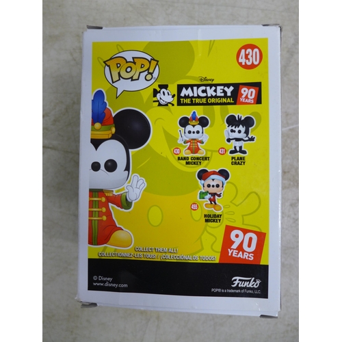 2068 - 3 boxed Funko Pop collectible vinyl figures - Conductor Mickey 428, Band Concert Mickey 430 and Plan... 