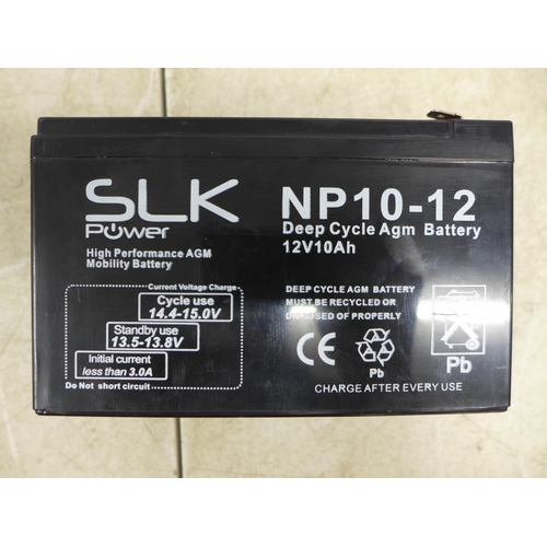 2071 - 4 various wheelchair batteries including SLK Power, Yucel, etc.