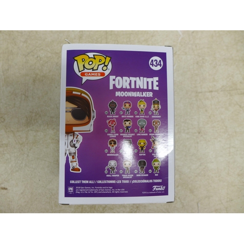 2072 - Four boxed Funko Pop collectible vinyl figures - Fortnite Tricera Ops 462, Fortnite Moonwalker 434, ... 