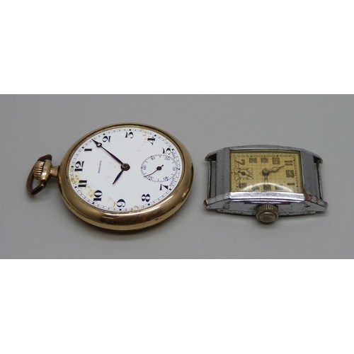 1030 - A Waltham Bedforde Watch Co. 15J pocket watch, screw back case, case number 601271, lacking glass an... 