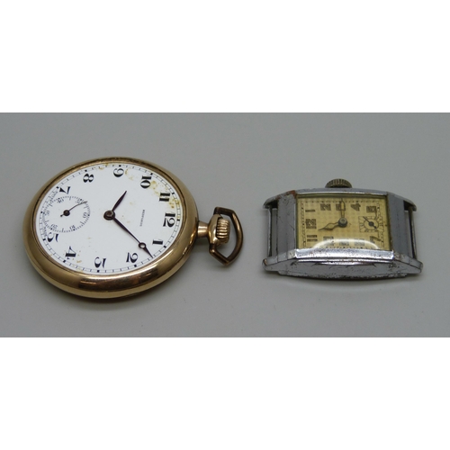 1030 - A Waltham Bedforde Watch Co. 15J pocket watch, screw back case, case number 601271, lacking glass an... 