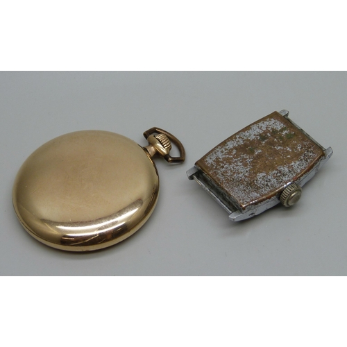 1030 - A Waltham Bedforde Watch Co. 15J pocket watch, screw back case, case number 601271, lacking glass an... 