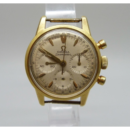 1034 - A rare 1962 18ct gold cased Omega Seamaster chronograph wristwatch, 321 calibre, 19584679, 32mm case... 