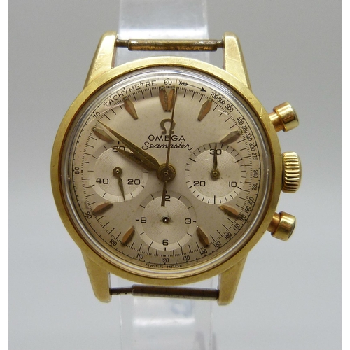 1034 - A rare 1962 18ct gold cased Omega Seamaster chronograph wristwatch, 321 calibre, 19584679, 32mm case... 