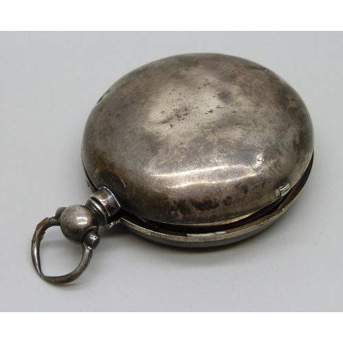 1036 - A silver pair cased verge pocket watch, Thomas Martin, London 1825, lacking glass