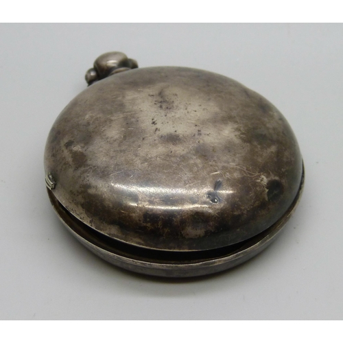 1036 - A silver pair cased verge pocket watch, Thomas Martin, London 1825, lacking glass