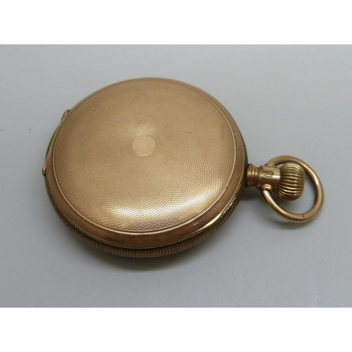 1038 - Two gold plated full-hunter pocket watches, Waltham and Elgin, both lacking glass, Elgin a/f