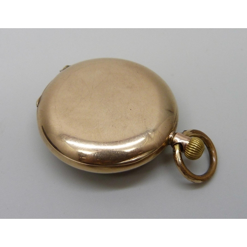 1040 - A 9ct gold fob watch in fitted case, total weight 25.3g, 32mm case