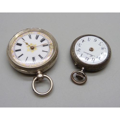 1041 - Two silver fob watches, a/f