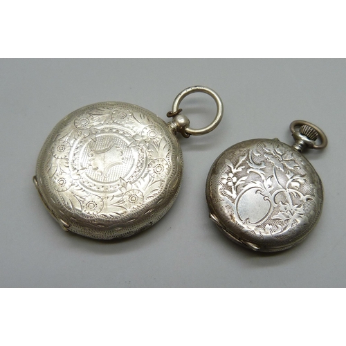 1041 - Two silver fob watches, a/f