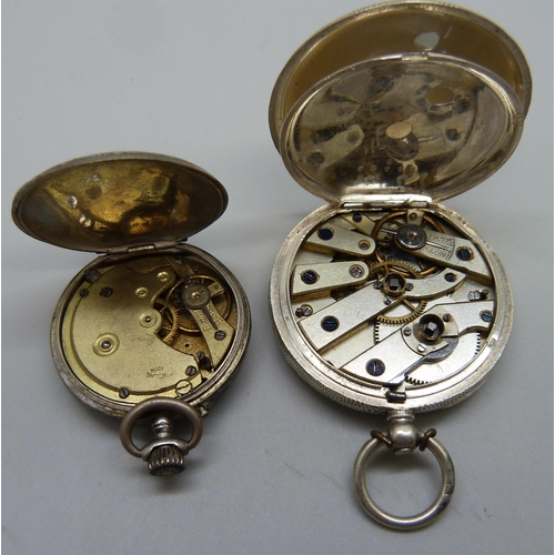 1041 - Two silver fob watches, a/f