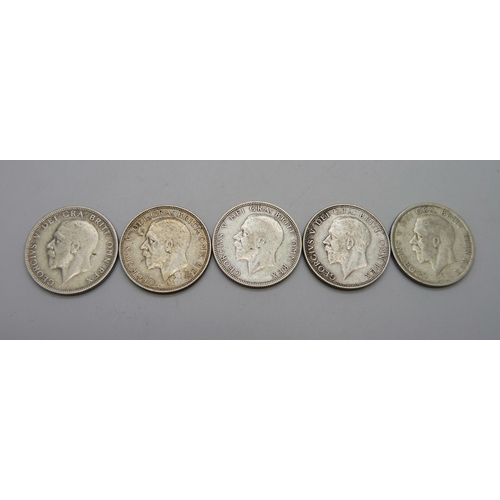 1055 - Five silver florins including scarce 1932