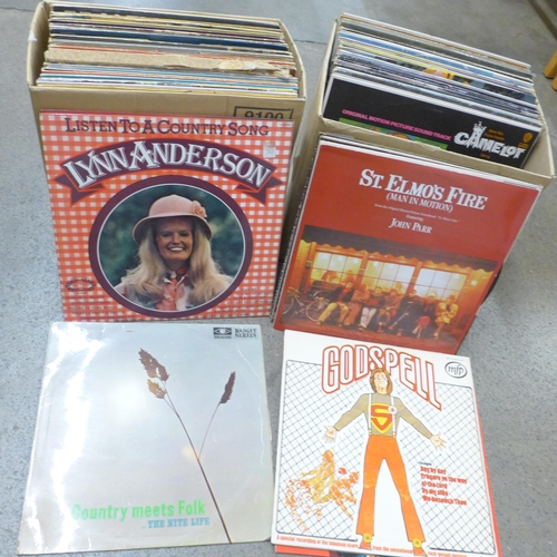 1083 - A box of over 45 film and TV LP records and over 50 country LP records **PLEASE NOTE THIS LOT IS NOT... 