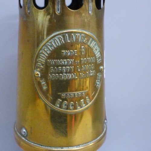 605 - An Eccles Type 6 miner's brass safety lamp