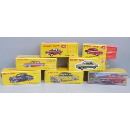 607 - Seven boxed and sealed Dinky Toys, Norev France issues, model numbers: 268, 162, 552, 521, 242, 184 ... 