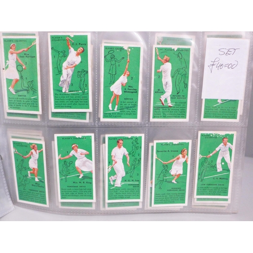 608 - Cigarette cards; 10 complete Players sport sets, including Tennis, Cycling, Football (3), cricket (3... 