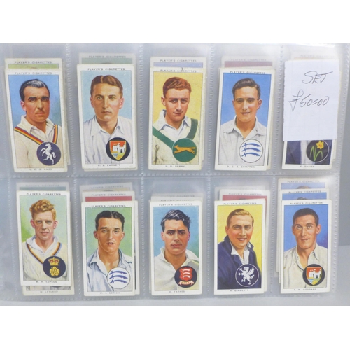 608 - Cigarette cards; 10 complete Players sport sets, including Tennis, Cycling, Football (3), cricket (3... 