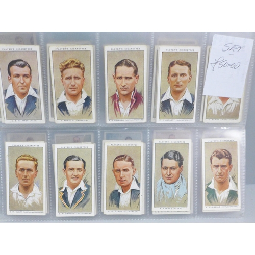 608 - Cigarette cards; 10 complete Players sport sets, including Tennis, Cycling, Football (3), cricket (3... 