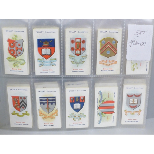 611 - Cigarette cards; 11 complete Wills sets, including football, Celebrated Ships, ARP, Speed, Floral, e... 