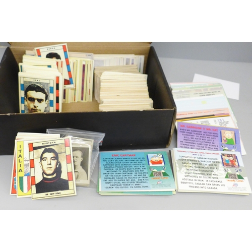 618 - A box of sports cards; Rich's Coffee (Denmark) and others with modern South Park trading cards, NM, ... 