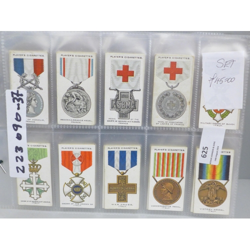 625 - Cigarette cards; 12 complete Players sets, including War Decorations, Drum Banners, Victoria Cross, ... 