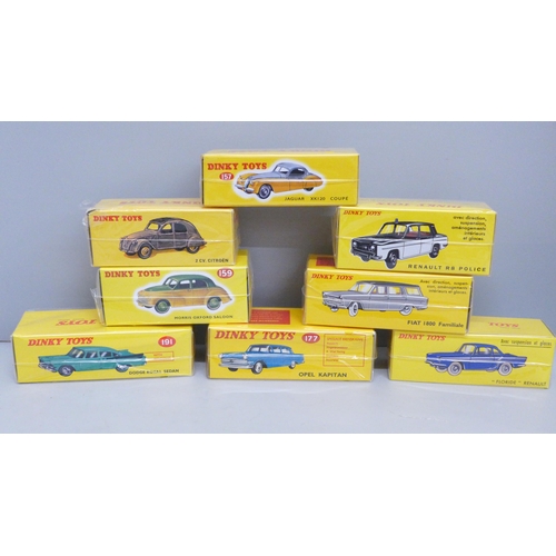 626 - Eight boxed and sealed Dinky Toys, Norev France issues, model numbers: 157, 159, 548, 177, 543, 191,... 