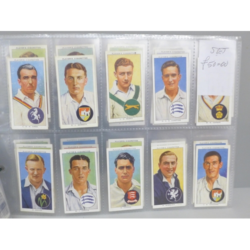 628 - Cigarette cards; 10 complete Players sets, including Kings & Queens, Thackeray, Cricket 1934 & 1938,... 