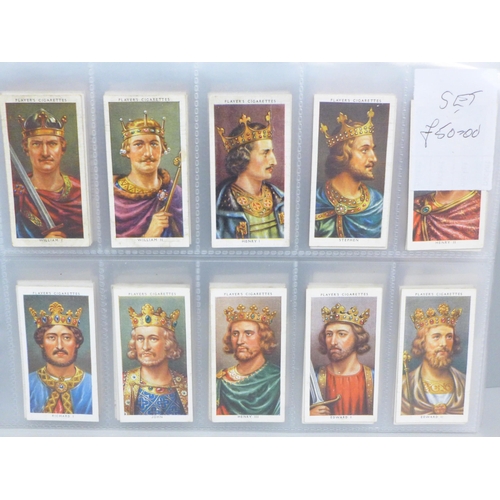 628 - Cigarette cards; 10 complete Players sets, including Kings & Queens, Thackeray, Cricket 1934 & 1938,... 