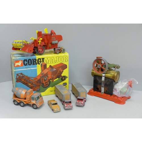 635 - A Mamod live steam engine, Corgi Major 780 Combine Harvester, boxed, etc.