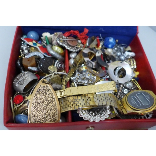 643 - Two boxes of costume jewellery and wristwatches