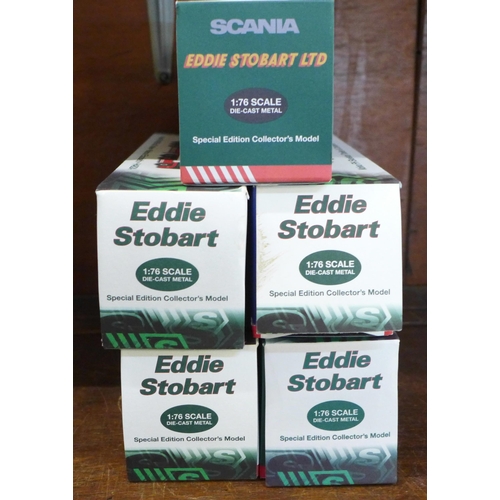 650 - Nine Eddie Stobart curtain side and box lorries, boxed