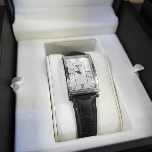 654 - A collection of wristwatches including Emporio Armani Art Deco style, Hugo Boss, Accurist, costume j... 