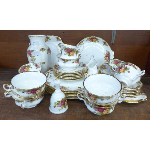 667 - A collection of Royal Albert Old Country Roses, six setting with soup bowls and plates and a Rose Ga... 