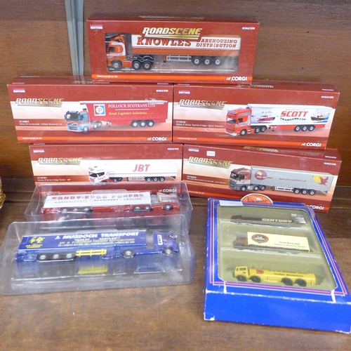 668 - Five Corgi Roadscene articulated lorries and three others, boxed